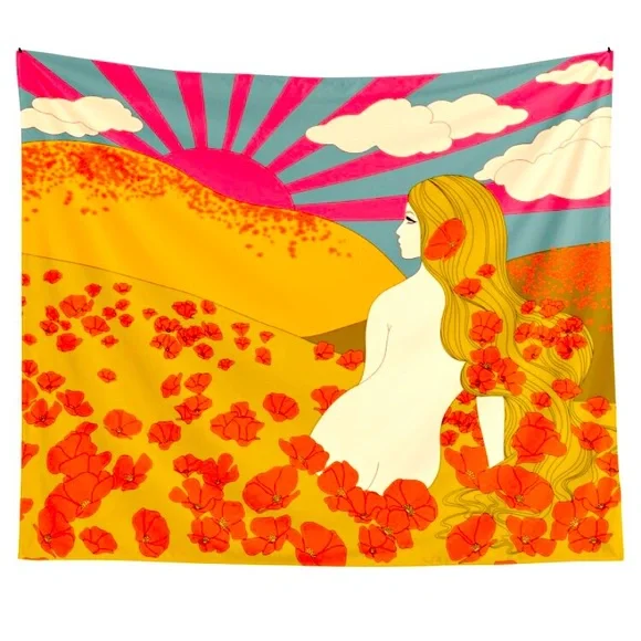 California Poppies Tapestry - Picture 2 of 3